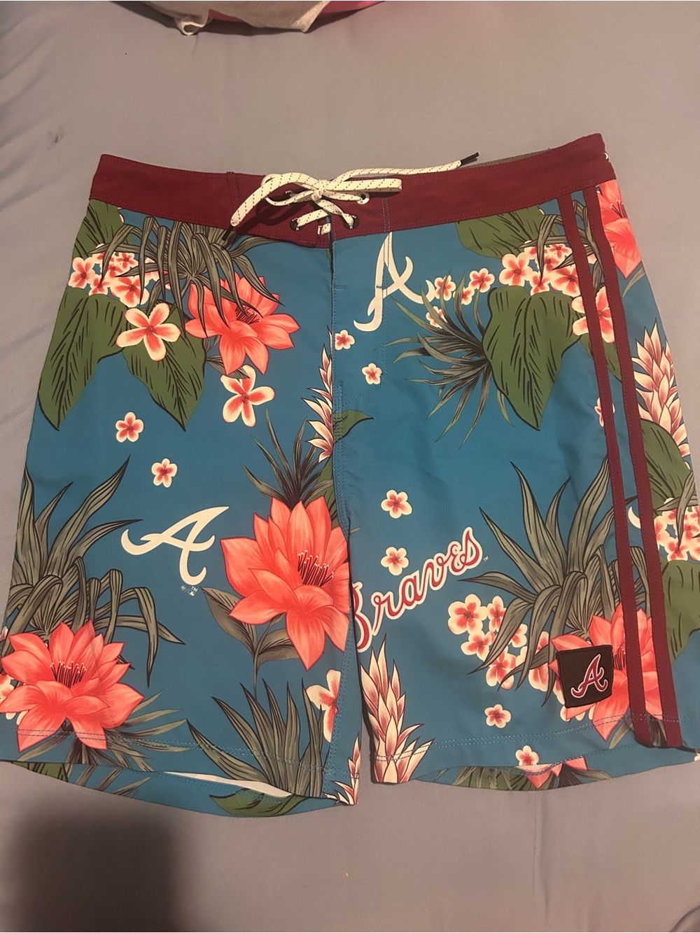 Hurley Atlanta Braves Floral Blue Men's Swim Trunks